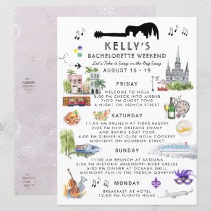Invitación Bachelorette Weekend Itinerary   Nueva Orleans