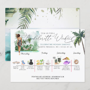 Invitación Bachelorette Weekend Itinerary   Palm tropical