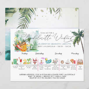Invitación Bachelorette Weekend Itinerary   Palm tropical