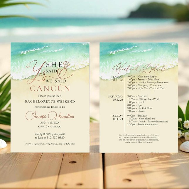 Invitación Bachelorette Weekend Itinerary | Playa de Cancún (Subido por el creador)