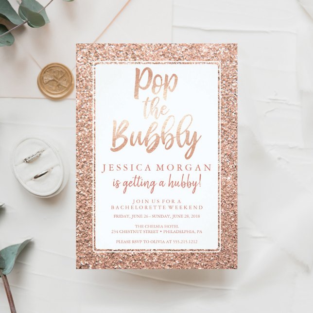 Invitación Bachelorette Weekend Itinerary Rosa Gold (Subido por el creador)