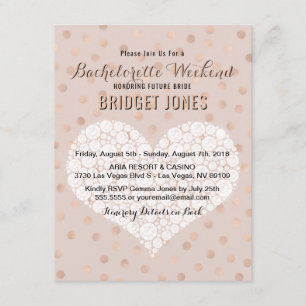 Invitación Bachelorette Weekend Itinerary Rosa Gold Confetti