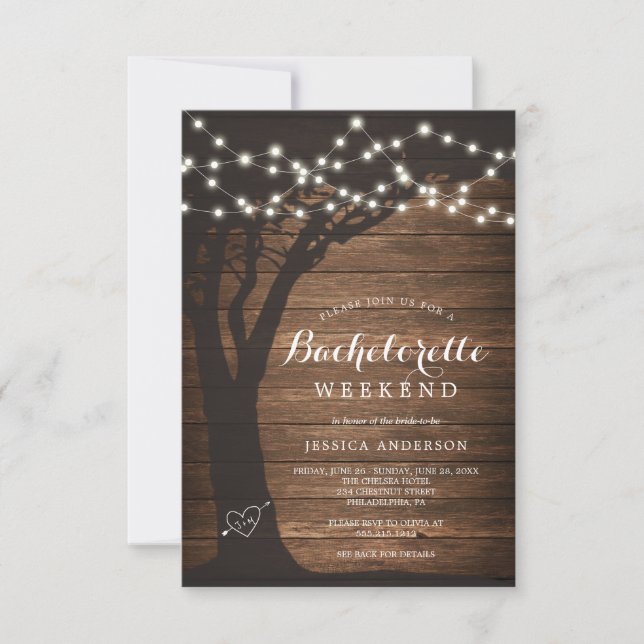 Invitación Bachelorette Weekend Itinerary Rustic Country Invi (Anverso)