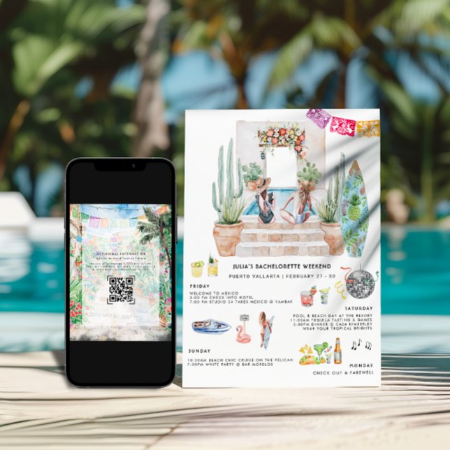 Invitación Bachelorette Weekend Itinerary | Tropical Mexico (Subido por el creador)