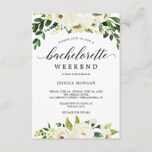 Invitación Bachelorette Weekend Itinerary White Roses