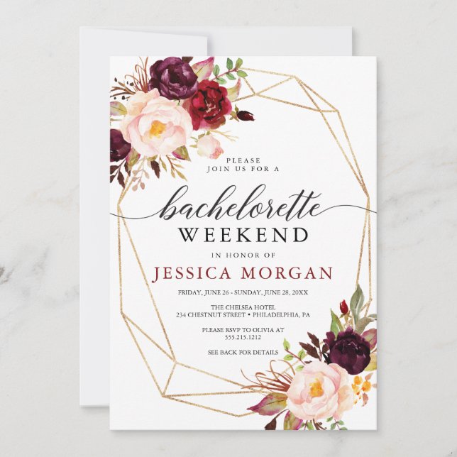 Invitación Bachelorette Weekend Rusia Itineraria Borgoña (Anverso)