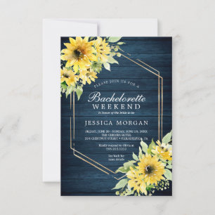 Invitación Bachelorette Weekend Rustic Sunflower Greeneration