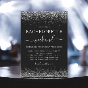 Invitación Bachelorette Weekend Silver Purpurina moderno Fies