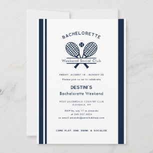 Invitación Bachelorette Weekend Tennis Club Itinerario QR Cod