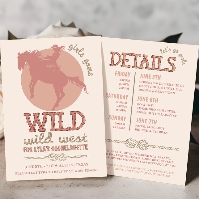 Invitación Bachelorette Wild West Cowgirl de Rubor occidental (wild west aesthetic western bachelorette party invitations)