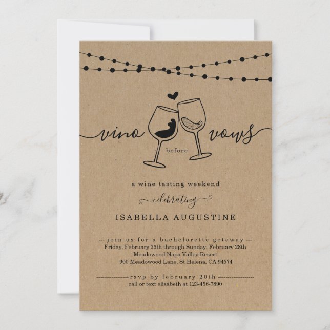 Invitación Bachelorette Wine Tasting Weekend Itinerario Invit (Anverso)