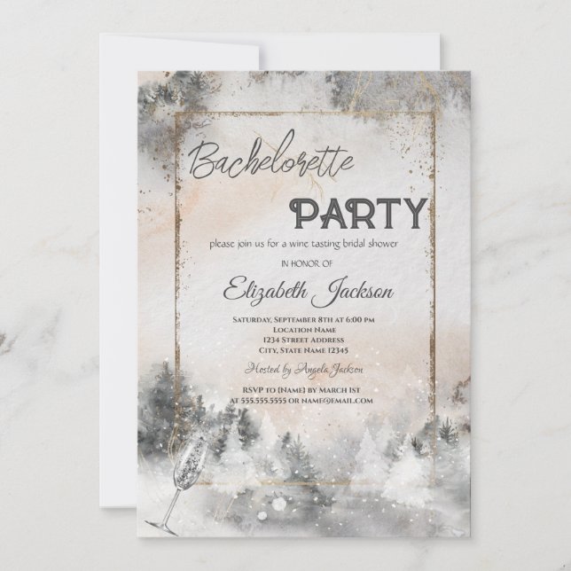Invitación Bachelorette Woodland (Anverso)