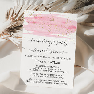 Invitación Bachelorette y Lingerie Rubor y Gold