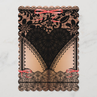 Invitación Bachelorrilla de corsé de encaje negro Damask