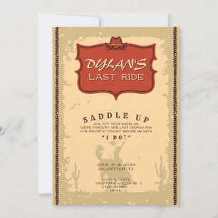 Invitación Bachiller en último viaje Aventura de Cowboy Occid