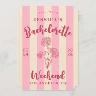 Invitación Bachillerato beige rosado a rayas flor de natalida