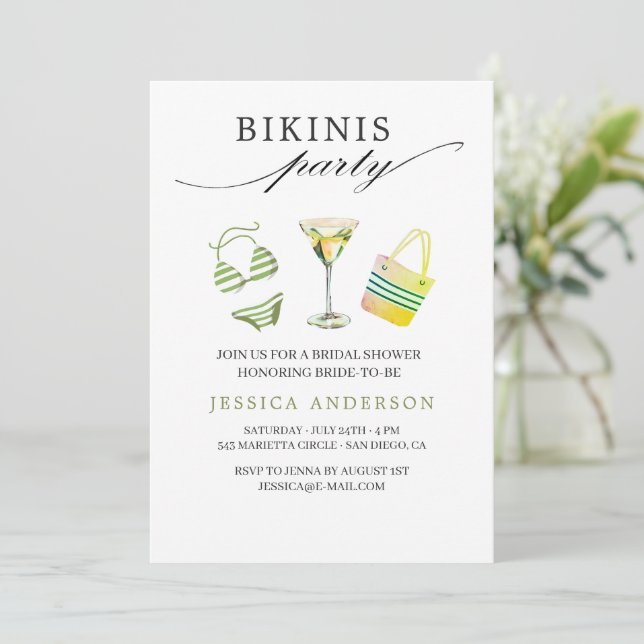 Invitación Bachillerato en bikinis Fiesta (Anverso de pie)