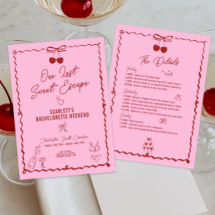 Invitación Bachillerato rosa y rojo de cereza de fin de seman