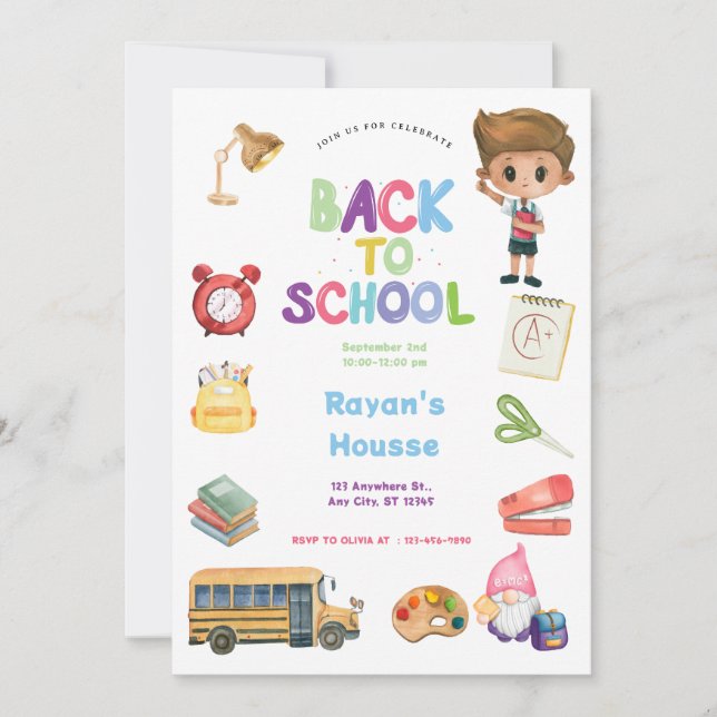 Invitación Back to School Party (Anverso)