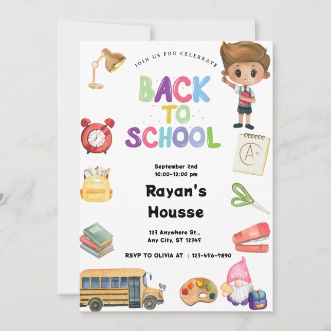 Invitación Back to School Party (Anverso)