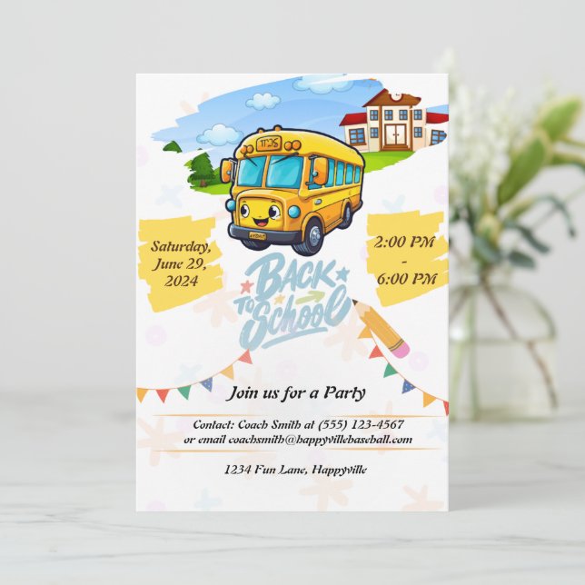 Invitación back-to-school party invitation (Anverso de pie)