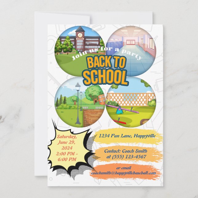 Invitación back-to-school party invitation (Anverso)