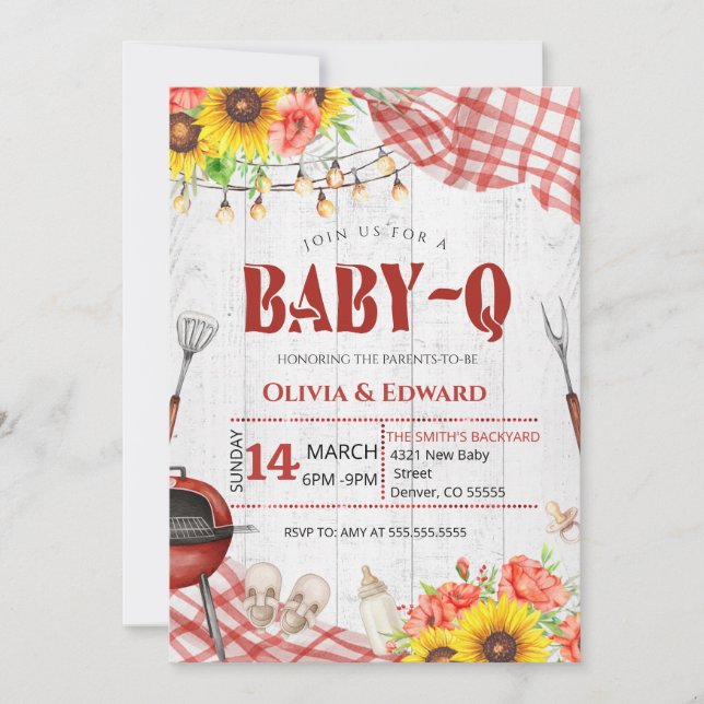 Invitación Backyard BBQ Baby Shower (Anverso)