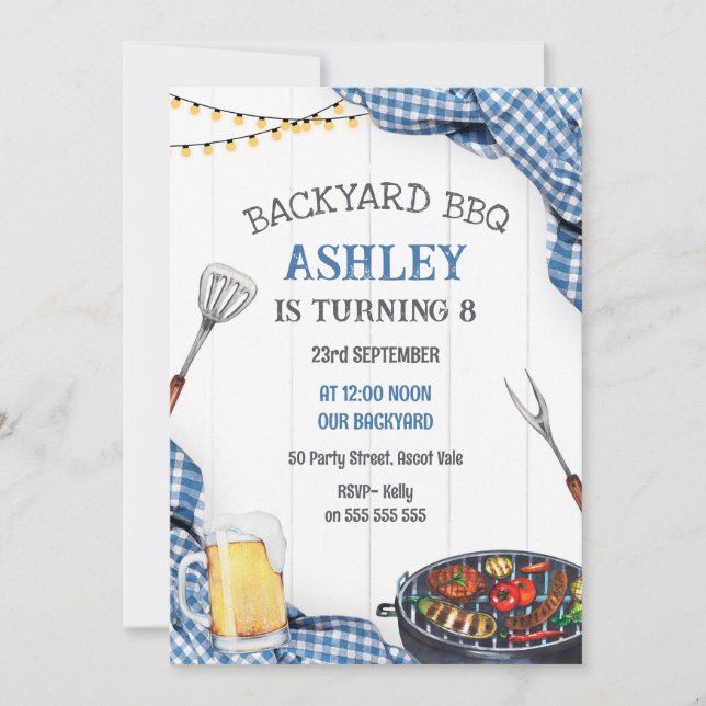 Invitación Backyard BBQ Birthday Invitation (Anverso)