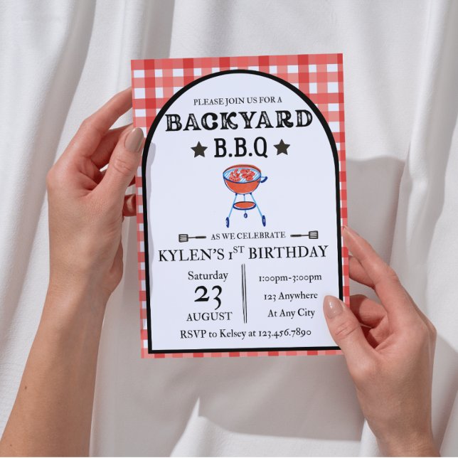 Invitación Backyard BBQ Birthday Invitation | Editable 5x7 (Printable backyard birthday invite ready to personalize)