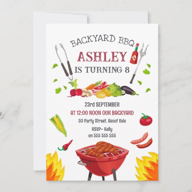 Invitación Backyard BBQ Birthday Party Invitation (Anverso)
