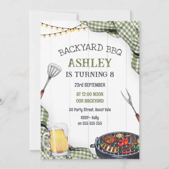 Invitación Backyard BBQ Birthday Party Invitation (Anverso)