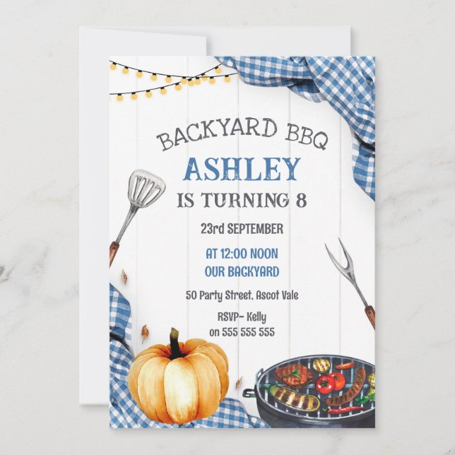 Invitación Backyard BBQ Birthday Party Invitation (Anverso)