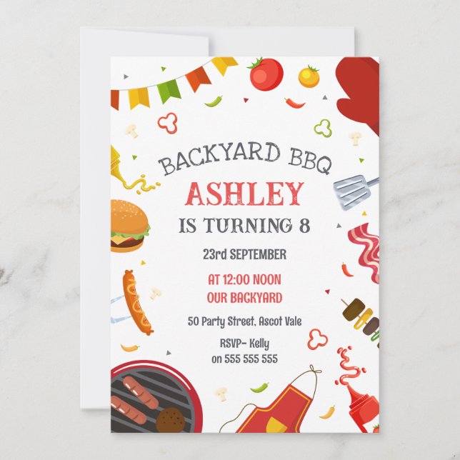 Invitación Backyard BBQ Birthday Party Invitation (Anverso)