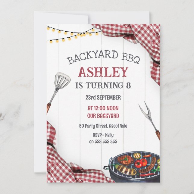 Invitación Backyard BBQ Birthday Party Invitation (Anverso)