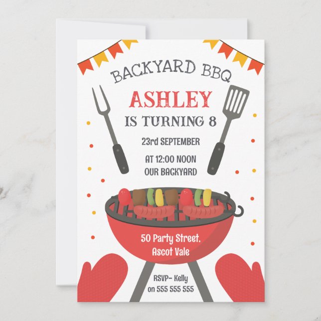Invitación Backyard BBQ Birthday Party Invitation (Anverso)
