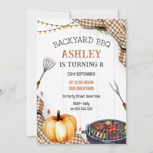 Invitación Backyard BBQ Birthday Party Invitation (Anverso)