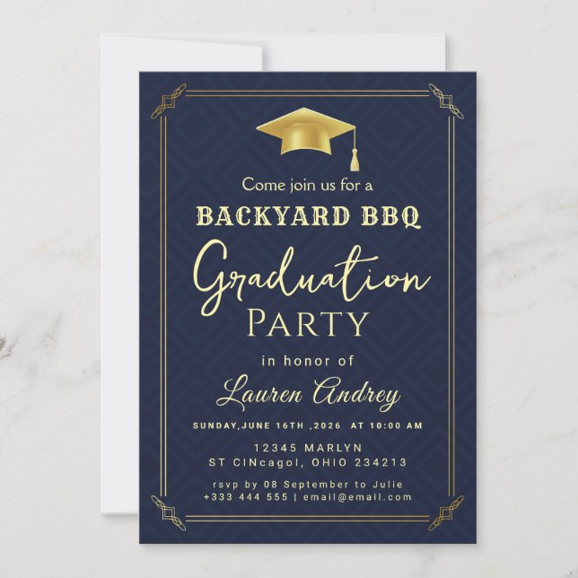 Invitación Backyard BBQ Graduation Party Invitation (Anverso)
