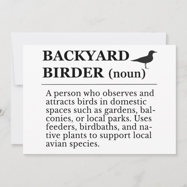 Invitación Backyard Birder Definition - Garden Birdwatching (Anverso)