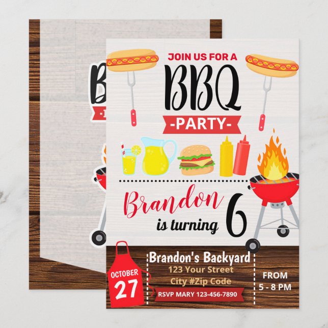 INVITACIÓN BACKYARD PARTY BBQ BIRTHDAY INVITATION (Anverso / Reverso)
