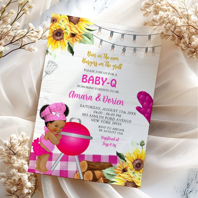 Invitación Backyard Pink Gingham Baby-Q Baby Shower (Subido por el creador)