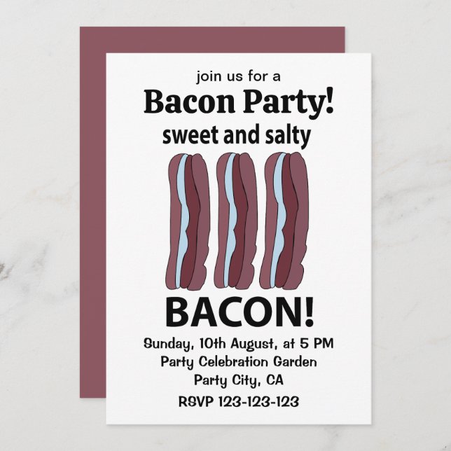 Invitación Bacon Dulce Y Salado Bacon (Anverso / Reverso)