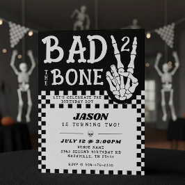 Invitación Bad 2 the Bone Skeleton 2nd Birthday Party