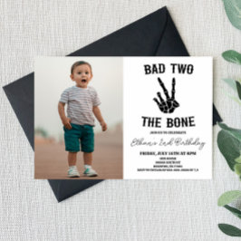 Invitación Bad Two The Bone Skeleton Foto Fiesta del Segundo 