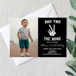 Invitación Bad Two The Bone Skeleton Foto Fiesta del Segundo 