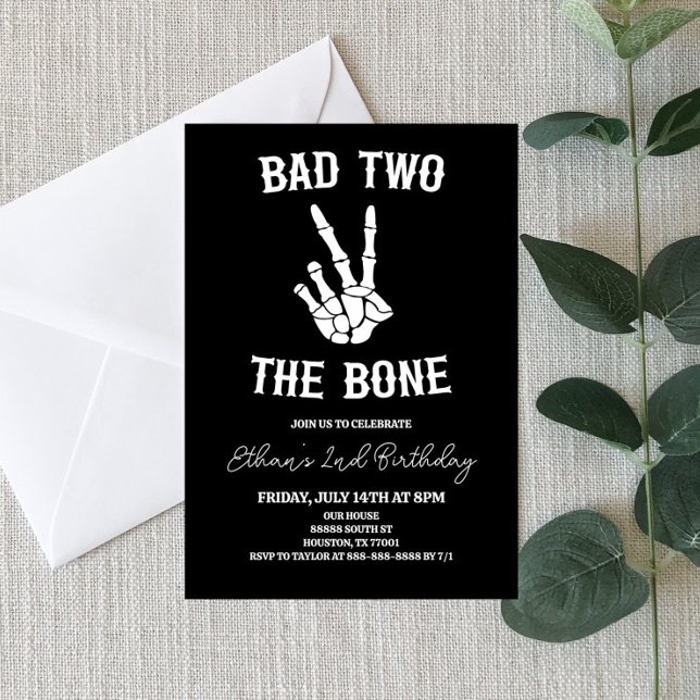 Invitación Bad Two The Bone Skeleton Segundo Fiesta de Cumple (Subido por el creador)