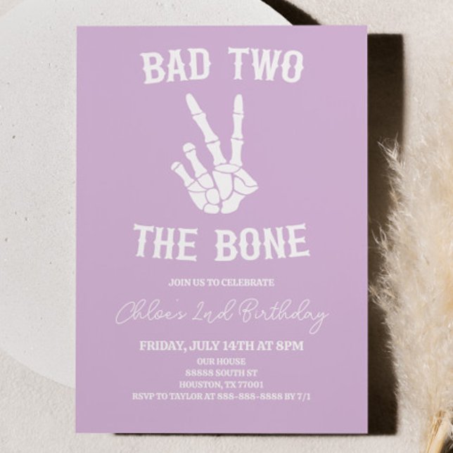 Invitación Bad Two The Bone Skeleton Segundo Fiesta de Cumple (Subido por el creador)