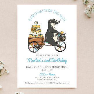 Invitación Badgers on Bike con el Fiesta de Pastel de Cumplea