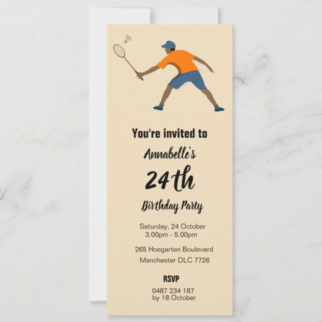 Invitación Badminton (Anverso)