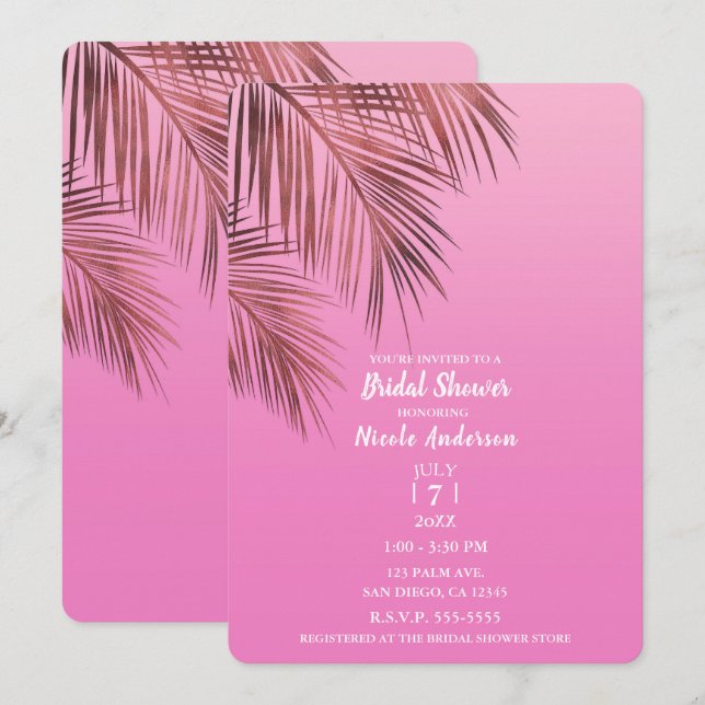 Invitación Bahama Breeze Paleta De Bronce Ducha De Novias Ros (Anverso / Reverso)