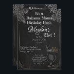 Invitación Bahama Mama Vintage Chalk 21st Birthday Bash<br><div class="desc">Dibujo estilizado de estilo vintage con tiza en pizarra en varios tipos de letra para una cesta de 21 años - invitándolos a un fin de semana de celebración - con la receta de un gran cóctel de ron ! Gran invitación de fiesta de fin de semana de destino. Bahama...</div>